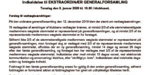 thumbnail of Indkaldelse til Ekstraordinær generalforsamling 2020 01 09 vedtægtsændringer
